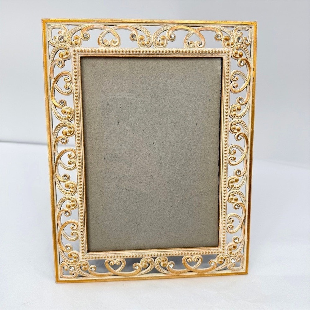 Decorel Picture Frame Gold Filigree Rhinestone Shabby Chic Victorian Decor 5x7